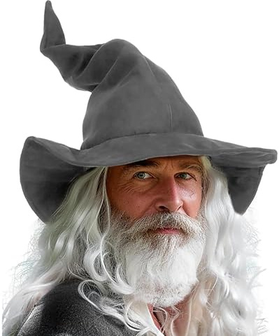 Gwezmxs Sombrero Bruja, Wizard Hat - Cosplay/Accesorios para Disfraces de Fiesta de Halloween para Adultos, Gris