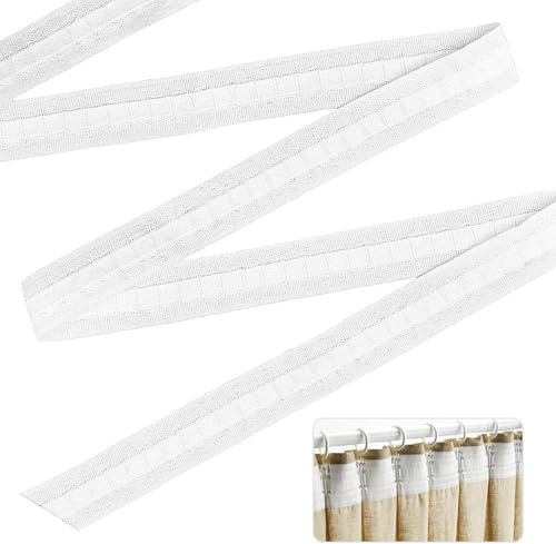 Ruban de rideau plissé universel pour fenêtre, porte et douche Blanc 30 m