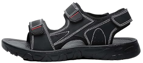 Scarpe per diabetici da uomo, sandali bassi invernali, alla moda e confortevoli, con fondo morbido, sandali da spiaggia, sandali morbidi per attività all'aperto, colore rosso, nero 1, 47 EU