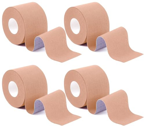 PYEUIFT 4 Pezzi Nastro per Dita Extra Forte, Nastro Sportivo Bianco, Nastro Sportivo Nastro per Benda Da Calcio Nastro per Dita Nastro per Benda - Forte Aderenza, Delicato Sulla Pelle (2,5/3,8cm*9m)