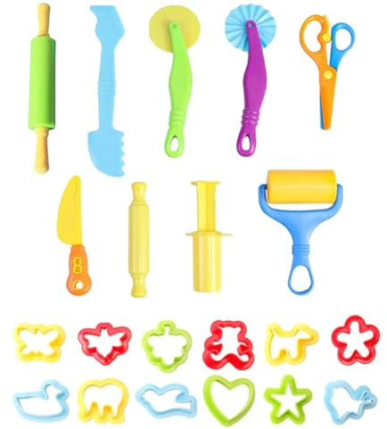 Giutsaull Pâte À Modeler pour Enfants,21 Pièces Accessoires Pâte à Modeler Y Compris Les Fleurs, Pigeons Volants, Chiots, Canards et Plus,Créatif Outils en Forme d'animaux, Coupeurs et Rouleaux