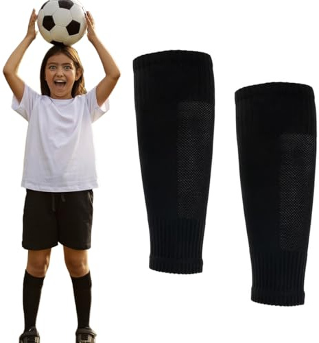 JEYORZY 1Paare Kinder Fußball Stutzen, Fußball Sleeves Tubes Sportsocken Trainingssocke Sockenstutzen Fußballstutzen für Fussball Basketball Laufen Radfahren Marathon(Schwarz)