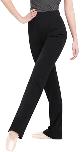s.lemon Pantalones de Yoga de Pierna Recta para Mujer, Elásticos Pantalonesd e Ballet para Adultos, Negro 9349 170