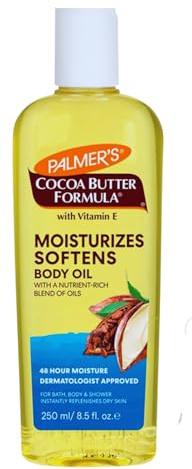 Palmer’s Cocoa Butter Formula Moisturising Body Oil 250ml with Vitamin E and Cosmetic Spatula – Fast-Absorbing, Non-Greasy Hydration for Dry.