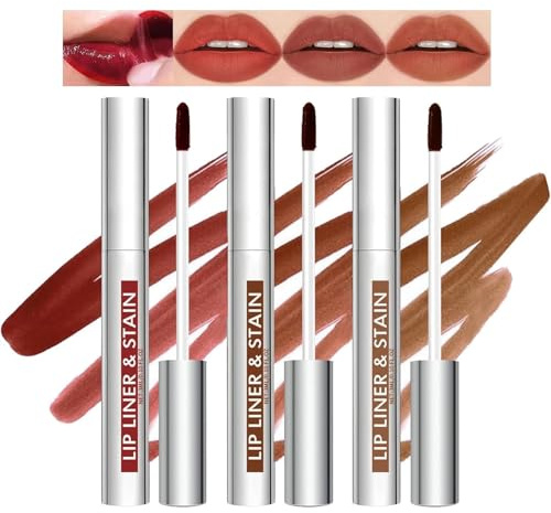 Peel Off Lip Stain Tattoo Set, 3PCS Peel Off Lip Liner Stain, Removable Liquid Lipstick Set, Matte Finish Waterproof Lip Liner Pencil, Transfer-proof Peel Off Lip Gloss - Lip Makeup Gift for Women
