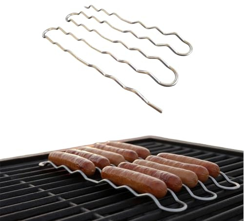 BBQ Sausage Roller Rack,Portable Stainless Steel 360° Rotating Barbecue Griller,BBQ Hotdog Holder,Hot Dog Roller Grill, Grill Hot Dog Turning Holder, for Picnic, Camping, Backyard Barbecue (1pcs)