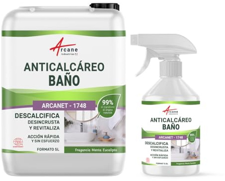 Limpiador Baño Antical Desincrustante Ecocert - ARCANET 5 L + recarga de 500 ml vacía