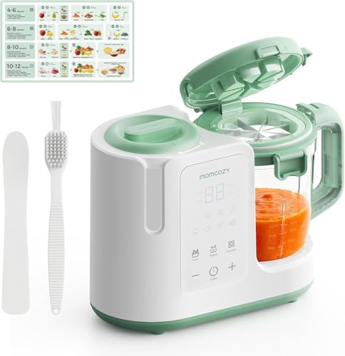 Momcozy AutoMeal Baby Food Maker, 1-Step Auto Steam & Blend Food Processor | 450ml Large Cup & 6-Blade Design, Self-Cleaning, Auto 3-Stage Texture Settings for Effortless Homemade Baby Puree