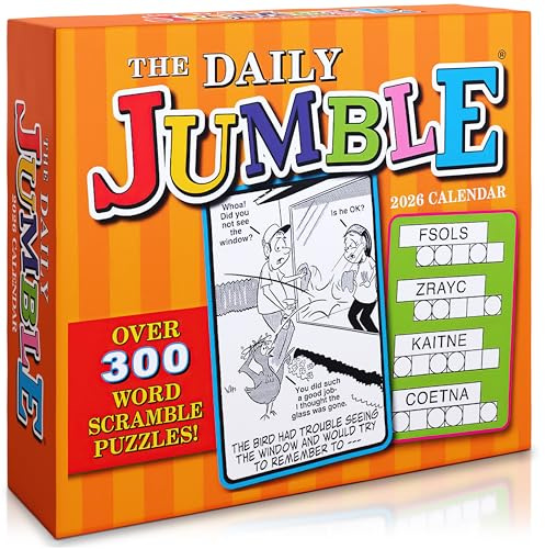 Daily Jumble 2026 Daily Desk Calendar: Boxed Page-a-Day Word Puzzle Calendar with Brain-Teasing Jumbles, Anagrams & Day-to-Day Challenges