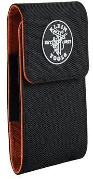 KLEIN TOOLS 55474 Phone Holder, XX-Large, Fits iPhone, Google, LG, Samsung Phones, With Magnetic Closure and Belt Clip Black