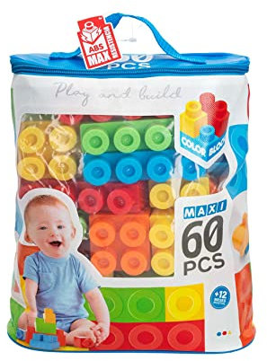 ColorBaby - Bloques construccion niños, 60 Piezas, Juguetes Bebes 1 año, Bolsa Piezas de construccion