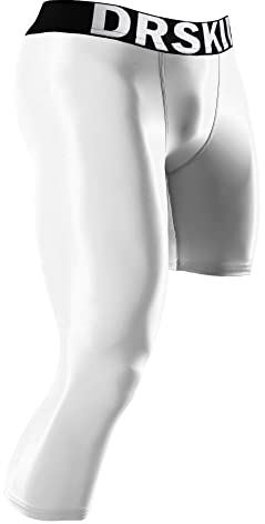 DRSKIN 4, 3 oder 1 Pack Herren 3/4 Kompressionshose Strumpfhose Leggings Shorts Sport Athletic Baselayer Laufen Workout Active, 85UB-RI-Weiß, X-Groß