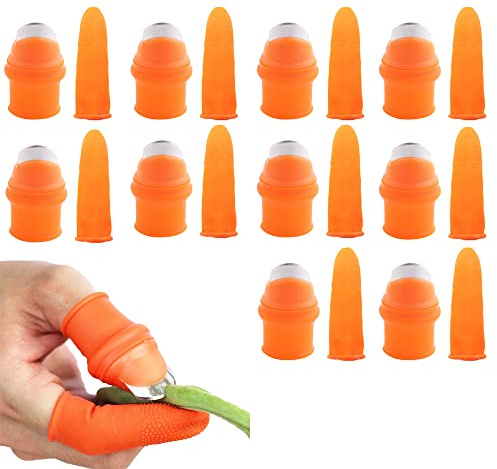 Lot de 10 couteaux de pouce en silicone, séparateurs de jardin, outils de récolte de doigts, cueilleurs de plantes pour couper les plantes, les fruits, les légumes, la récolte de cuisine (5 cm)