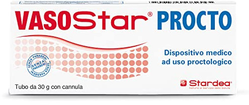 STARDEA VASOSTAR PROCTO, Dispositivo medico, Crema proctologica, Acido Ialuronico, Dipotassio glicirrizinato, Estratto di Malva sylvestris, Bisabololo, Tubo da 30 g con cannula
