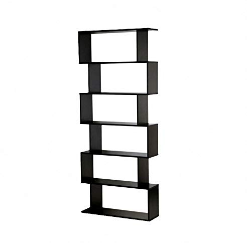 Panana Bücherschrank, Bücherregal, Regal mit 6 Ebenen, Standregal, Büroregal, freistehend, zur Präsentation, modern, für Wohnzimmer, Schlafzimmer, Büro (Schwarz)