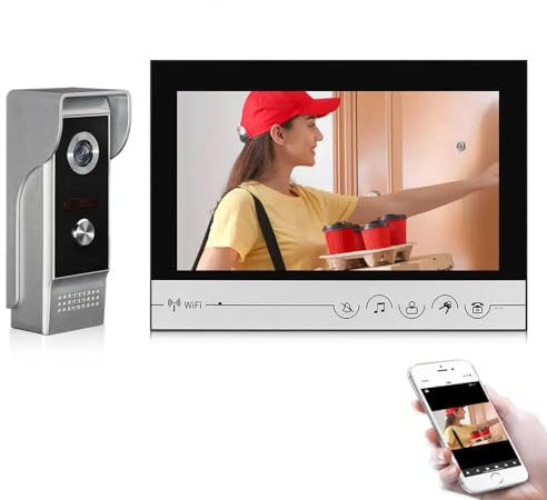 FTes RFKits Interphone Vidéo Tuya de 9'' avec Système de Caméra 700TVL Prise en Charge de l'Application de Déverrouillage de la Détection de Mouvement Instantané d'Enregistrement de Vision Nocturne