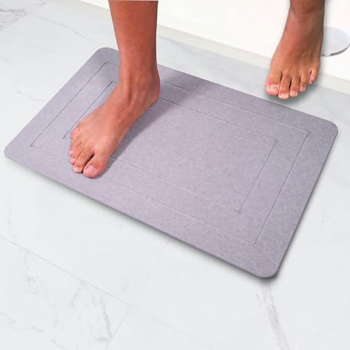 Pure 4Home Tappeto Bagno Diatomite 60 x 39 cm – Antiscivolo, Asciugatura Rapida – Tappetino Diatomite da Bagno, Doccia Pietra Assorbente – Tappeto in Pietra per Doccia – Stone Bath Mat Quick Dry