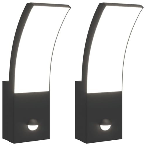 vidaXL Utomhusvägglampor LED med sensorer 2 st svart gjuten aluminium, utomhusvägglampa, utomhusvägglampa, ljus för utomhusvägg, ytterväggslampa