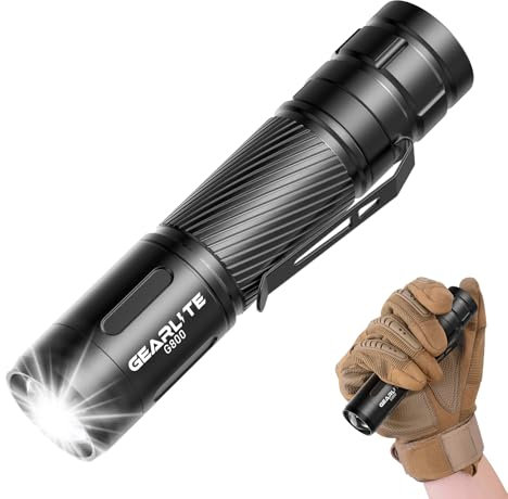 GEARLITE Led Taschenlampe Aufladbar, Superhelle Zoombare 2000 Lum Mini Taschenlampe mit 3 Lichtmodi und Langer Betriebsdauer, IP65 Wasserdichte Taktische Handlampe für Camping Angeln Wandern, Notfäll