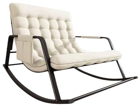 Baoblaze Doppel Schaukelstuhl Liegestuhl mit Rückenlehne mit Fußstütze Schaukelsessel Moderner Loungesessel Liegestuhl für Wohnzimmer, Beige