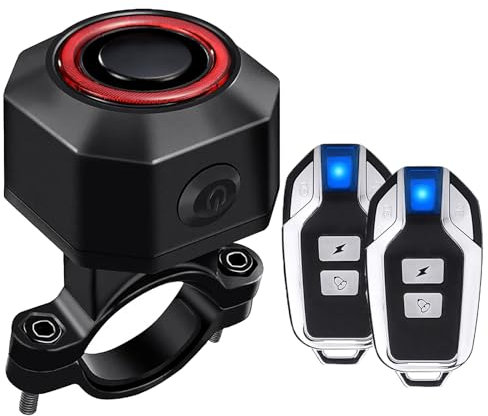 2 X Anti-Theft Bike Alarm with Remote, Waterproof Bicycle Vibration Alarm with Tail Light Brake Light for e-Bike Motorbike Electric Tricycle Scooter Motorcycle, Super Loud 110dB, 7 Level Sensitivity