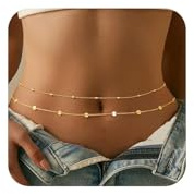 FloralGrace Gold Taillenkette, Collana a Strati Multipli in Oro per Vita Regolabile Impermeabile Sexy Non Scolorisce Gioielleria per Il Corpo