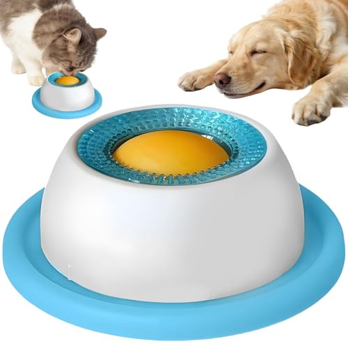 Ciotola per leccare animali domestici, palla da leccare per cani, ciotola per cani con alimentazione lenta, alimentatore lento antiscivolo per alimenti liquidi e dolcetti, giocattolo interattivo per