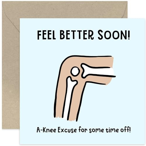 Divertida tarjeta de felicitación de cirugía de rodilla, siéntete mejor pronto, ponte bien, regalo humorístico para hombres y mujeres, para papá, hermano, marido, tío, mamá, tía, hermana, pensando en