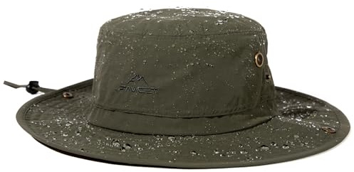 TOP-EX Chapeaux de Soleil pour Hommes | Étanche | Été | Protection UV UPF 50+ | Bord Large | Safari, Pêche, Randonnée | Bonnette | Tête Grande Vert Militaire «X-Large» XX-Large