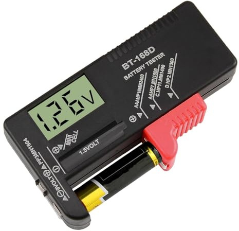 LED Digital Battery Tester Portable Universal UK Household Battery Checker for All Batteries Multi Size for AA AAA C D 9V 1.5V Button Cell Batteries, Requires No Battery to Operate (Model: BT-168D)