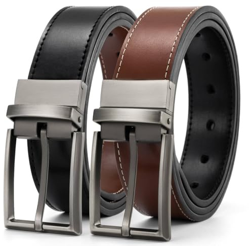 Alphyly Reversible Mens Leather Ratchet Designer Belt