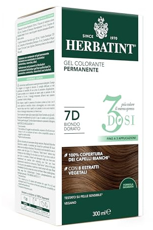 Herbatint Gel Colorante Permanente 3Dosis - 7D Rubio Dorado 300 ml