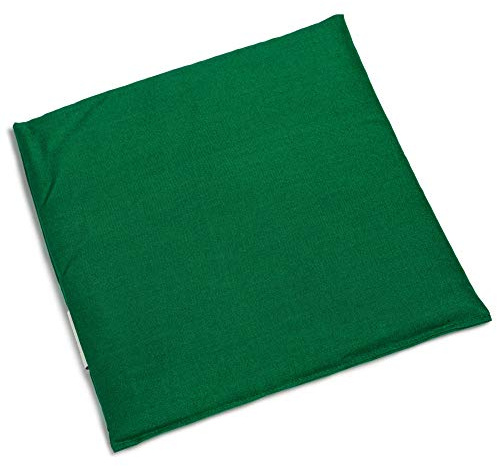 Cojín de huesos de cereza de 24 x 24 cm, color verde, para microondas, horno, congelador