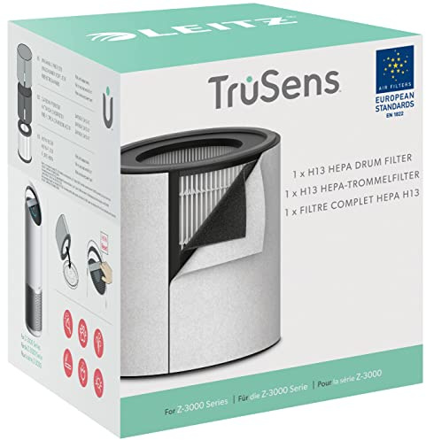 Leitz TruSens Ersättningsfilter, 3-i-1 H13 HEPA-filter Till Luftrenaren Leitz TruSens Z-3000, Filtrerar Bort Virus, Pollen, Husdjurshår, VOC, Damm, Bakterier, Odörer Och Rök, Grå/Svart, 2415143