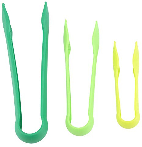 Joyzan 3Pcs Pince Cuisine Plastique, 6,8,10Pouce Outil Service Antidérapant Nourriture Barbecue Légume Pain Salade Boulangerie Lot Silicone Grille Toast Gâteau Plastique Alimentaire Antidérapante