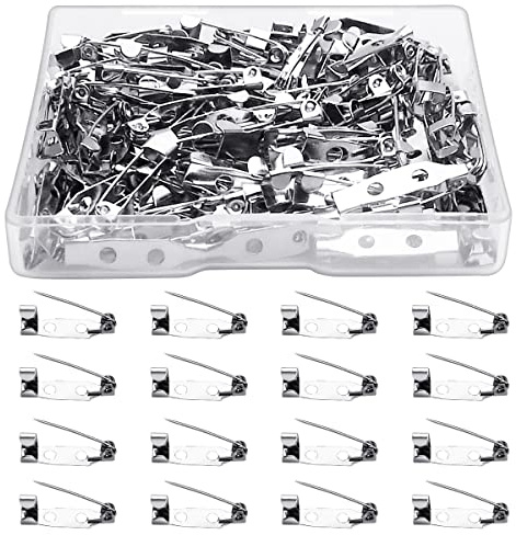 100 Pcs Bar Pins - Silver Brooch Clasp Pins for Badges, DIY Craft, Sewing, Baby Shower, Wedding Name Tags (20mm)