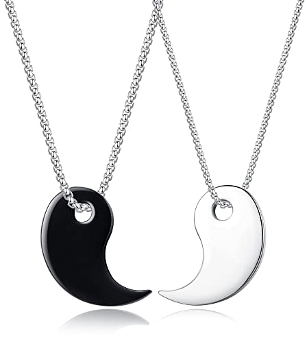 GAVU Paare Geschenke Ying und Yang Halsketten mit Magatama Anhänger aus Edelstahl