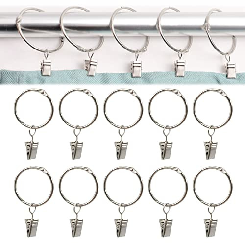 Anelli per Tende,Ganci per Tende con Clip,40 Pezzi Anelli Tenda Clip,Occhielli a Clip per Tende,Tenda con Anelli,Anelli Ganci Tende,35mm Diametro Interno