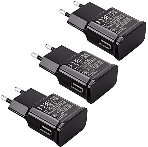 3-paket USB-laddare 15W laddningsplugg kompatibel med Samsung S21 S20 S10 S6 S7 S8 S9 / Edge/Plus/Active, A20e, Z Flip3, Z Fold2 5G, Note 5 8, Note 9 10 Fast Charge,