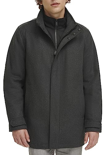Dockers Men's Wool Melton Two Pocket Full Length Duffle Coat, New Charcoal, Small