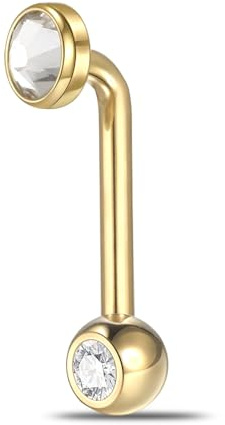 Xpircn 14G Titanium Christina Piercing Jewelry Barbell VCH Bar Genital Jewelry vertical hood (Double Clear CZ, Gold)