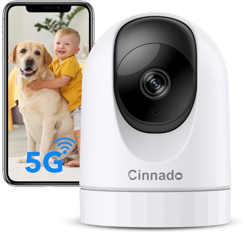 Cinnado - 5MP 5G/2.4G Indoor Security Camera, Dual WiFi for Home Security with Audio and Video, Ideal for Pet/Babysitter/Baby Monitor, Auto Tracking
