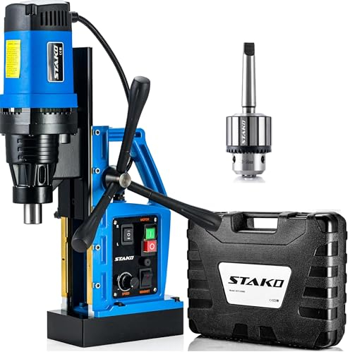 STAKO SCY-2800RE - Trapano magnetico max. Ø 80 mm 2050 W con valigetta - Forza magnetica 17000 N - 17 kg - Trapano a nucleo portatile per lavorazione dei metalli con mandrino - Set 1