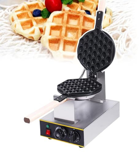 pedenencelia Gaufrier À Bulles Commercial/Fer À Bulles D'Œufs 1400 W,Rotatif À 180°/Corps en Acier Inoxydable/Contrôle Indépendant De La Température Et Bouton De Minuterie-pour Cafés
