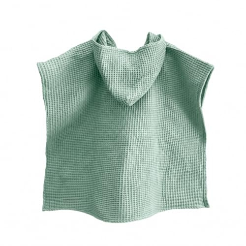 MIMUSELINA Poncho Toalla Bebe de Muselina 100% Algodón | Albornoz Niños Ligero y Absorbente | Toalla Playa Bebe Que Seca sin Frotar | Uso Diario, Baño, Playa y Piscina | Hecho en España | Waffle Mint