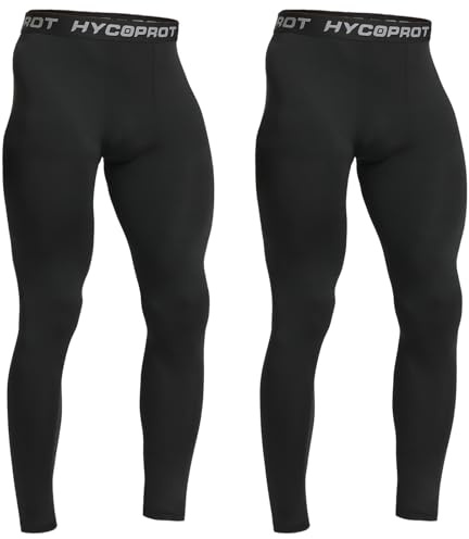 HYCOPROT Pantalones de Compresión para Hombre Secado Rápido Pantalones Deportivos de Entrenamiento Leggings Correr Pantalones de Baloncesto para Running Fitness Yago (Negro, XL)