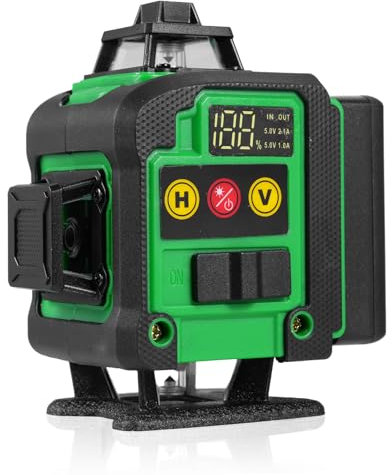 Mulcort Nivel Láser Autonivelante, Nivel Láser 4D de 16 Líneas con 2 * Batería de Litio de 2400 mAh, Línea Oblicua Vertical y Horizontal con Soporte de Trípode Adecuado para Interfaz de 5/8''
