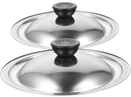 SECFOU Tapas De Cuencos y Tapas De Alimentos De Acero Inoxidable 18 Cm Resistentes Al Calor Cierre Hermético Para Cocina Versátil Juego De 2 Piezas Para Ollas y Sartenes