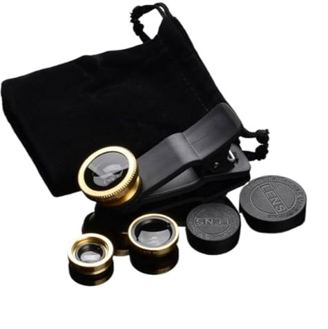 3-in-1 Smartphone-Fischaugenobjektiv zum Anklippen, für die meisten Handys, Weitwinkel, Makro-Fischaugenobjektive