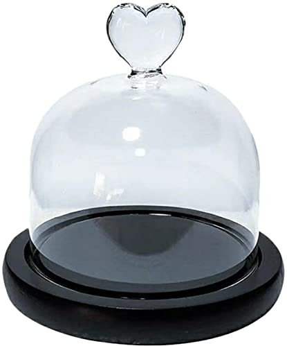XWBLDBDFC Heart Cake Plate with Lid Rose Glass Dome Glass Bell Glass Cheese Dome Cake Bell Cake Dome Food Dome Cover Cake Covering Hood for Miniature Ornament Dessert Stand-2Pcs